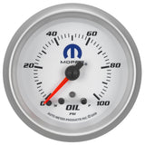 GAUGE; OIL PRESS; 2 5/8in.; 100PSI; STEPPER MOTOR W/PEAK/WARN; WHITE; MOPAR