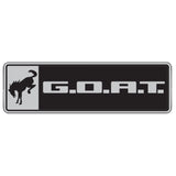 Goat Badge; Black/Chrome; 4.5 in. Long; 1.36 in. Wide; UV Resistant Coating;