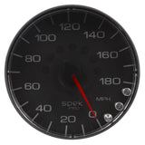 GAUGE; SPEEDOMETER; 5in.; 180 MPH; ELEC. PROGRAMMABLE; BLACK/BLACK; SPEK-PRO