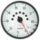 GAUGE; TACHOMETER; 5in.; 8K RPM; W/SHIFT LIGHT/PEAK MEM; WHITE/BLACK; SPEK-PRO