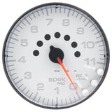 GAUGE; TACHOMETER; 5in.; 11K RPM; W/SHIFT LIGHT/PEAK MEM; WHITE/BLACK; SPEK-PRO