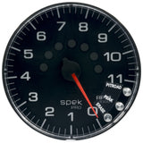 GAUGE; TACHOMETER; 5in.; 11K RPM; W/SHIFT LIGHT/PEAK MEM; BLACK/CHROME; SPEK-PRO