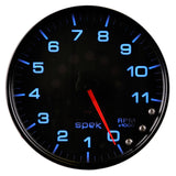 GAUGE; TACHOMETER; 5in.; 11K RPM; W/SHIFT LIGHT/PEAK MEM; BLACK/BLACK; SPEK-PRO
