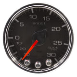 GAUGE; VAC/BOOST; 2 1/16in.; 30INHG-30PSI; STEPPER MTR W/PK/WRN; BLK/CHRME; SPEK