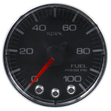 GAUGE; FUEL PRESS; 2 1/16in.; 100PSI; STEPPER MOTOR W/PEAK/WARN; BLK/CHRM; SPEK