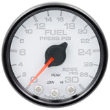 GAUGE; FUEL PRESS; 2 1/16in.; 30PSI; STEPPER MOTOR W/PEAK/WARN; WHT/BLK; SPEK