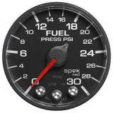 GAUGE; FUEL PRESS; 2 1/16in.; 30PSI; STEPPER MOTOR W/PEAK/WARN; BLK/BLK; SPEK