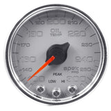 GAUGE; OIL TEMP; 2 1/16in.; 300deg.F; STEPPER MOTOR W/PK/WRN; SLVR/CHRM; SPEK-PR