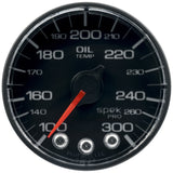 GAUGE; OIL TEMP; 2 1/16in.; 300deg.F; STEPPER MTR W/PK/WRN; BK/BK; SPEK; NO O-RI
