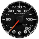 GAUGE; OIL PRESS; 2 1/16in.; 120PSI; STEPPER MOTOR W/PEAK/WARN; BLK/CHRM; SPEK
