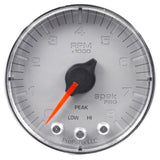 GAUGE; TACH; 2 1/16in.; 8K RPM; W/SHIFT LIGHT/PEAK MEM; SLVR/CHRM; SPEK-PRO