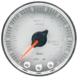 GAUGE; TACH; 2 1/16in.; 11K RPM; W/SHIFT LIGHT/PEAK MEM; SLVR/CHRM; SPEK-PRO