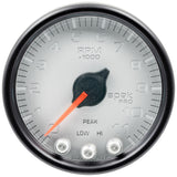 GAUGE; TACH; 2 1/16in.; 11K RPM; W/SHIFT LIGHT/PEAK MEM; SLVR/BLK; SPEK-PRO