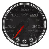 GAUGE; TRANS TEMP; 2 1/16in.; 300deg.F; STEPPER MOTOR W/PK/WRN; BLK/CHRM; SPEK-P