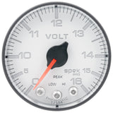 GAUGE; VOLTMETER; 2 1/16in.; 16V; STEPPER MOTOR W/PEAK/WARN; WHT/BLK; SPEK-PRO
