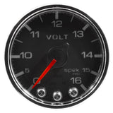 GAUGE; VOLTMETER; 2 1/16in.; 16V; STEPPER MOTOR W/PEAK/WARN; BLK/CHRM; SPEK-PRO