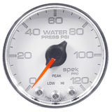 GAUGE; WATER PRESS; 2 1/16in.; 120PSI; STEPPER MOTOR W/PEAK/WARN; WHT/CHRM; SPEK