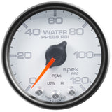 GAUGE; WATER PRESS; 2 1/16in.; 120PSI; STEPPER MOTOR W/PEAK/WARN; WHT/BLK; SPEK
