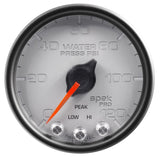 GAUGE; WATER PRESS; 2 1/16in.; 120PSI; STEPPER MOTOR W/PEAK/WARN; SLVR/BLK; SPEK