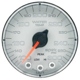 GAUGE; WATER TEMP; 2 1/16in.; 300deg.F; STEPPER MOTOR W/PEAK/WARN; SLVR/CHRM; SP
