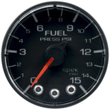 2-1/16in. FUEL PRESSURE; 0-15 PSI; SPEK-PRO; BLACK/BLACK; ECU