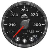 2-1/16in. OIL TEMPERATURE; 180-320 deg.F; SPEK-PRO; BLACK/BLACK; ECU